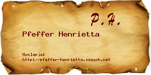 Pfeffer Henrietta névjegykártya